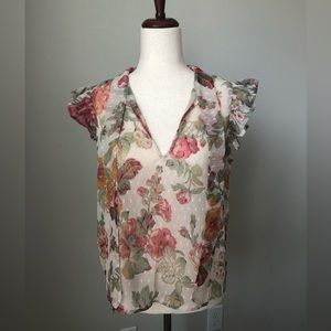 Mango floral-print flowy blouse